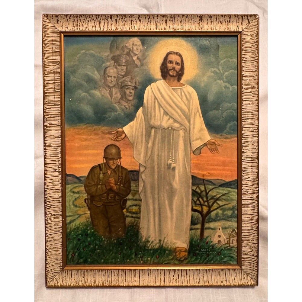 Vintage "Onward Christian Soldier" Textured Framed Art – Arias Madrid-Espana